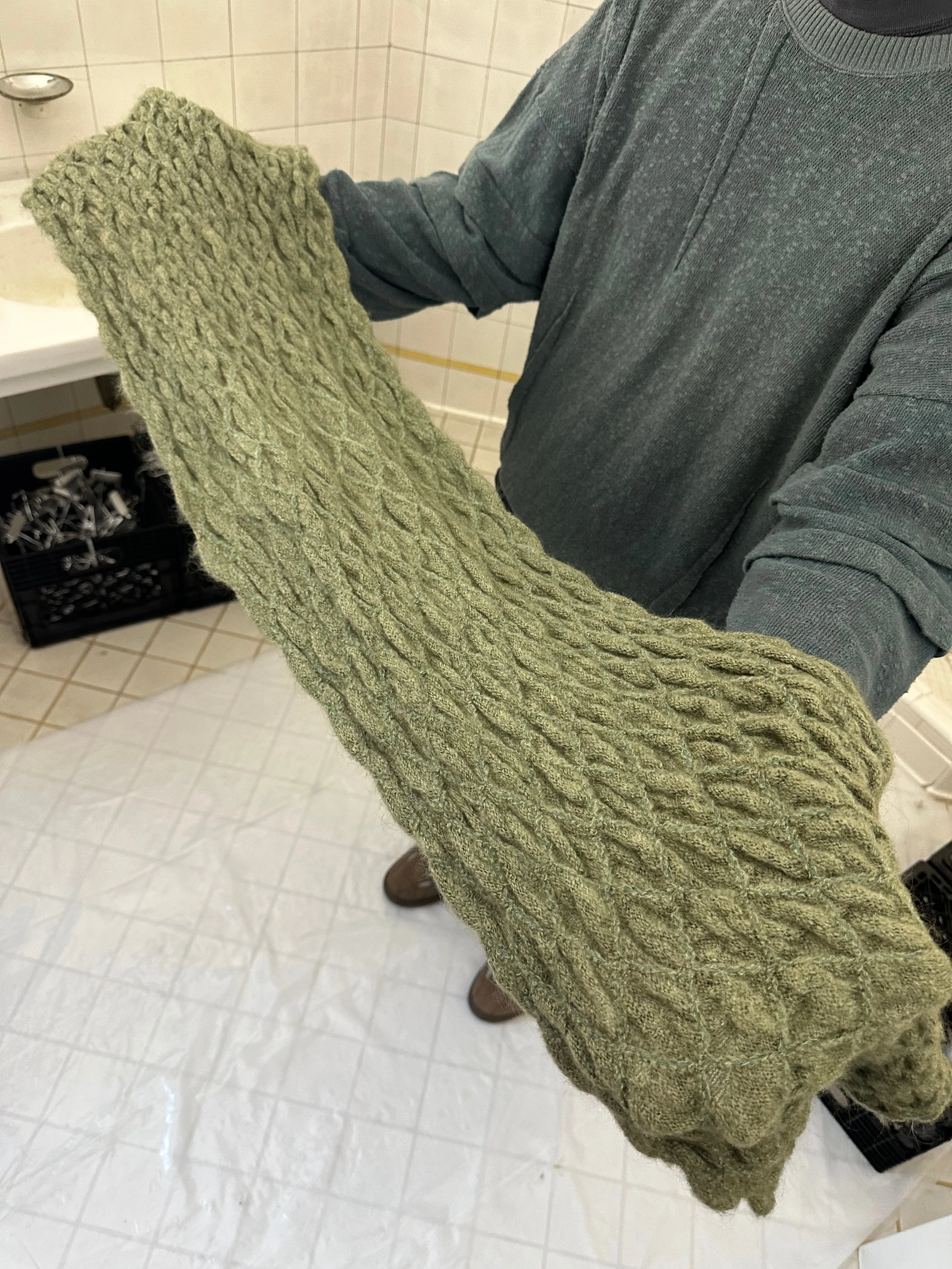 1970s Issey Miyake Mossy Scrunch Knit Scarf - Size OS