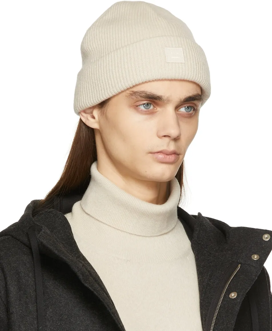 Acne Studios Beige Rib Knit Beanie