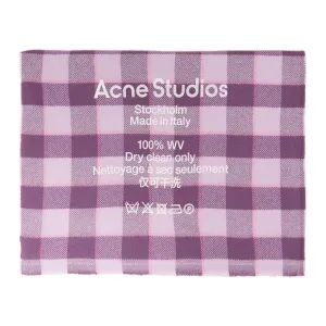 Acne Studios Pink and Purple Check Logo Scarf