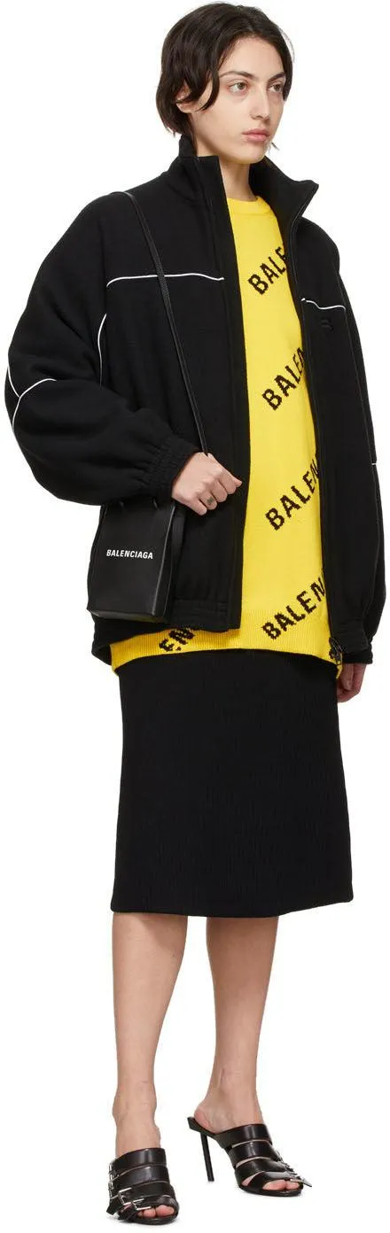 Balenciaga Yellow Allover Logo Sweater