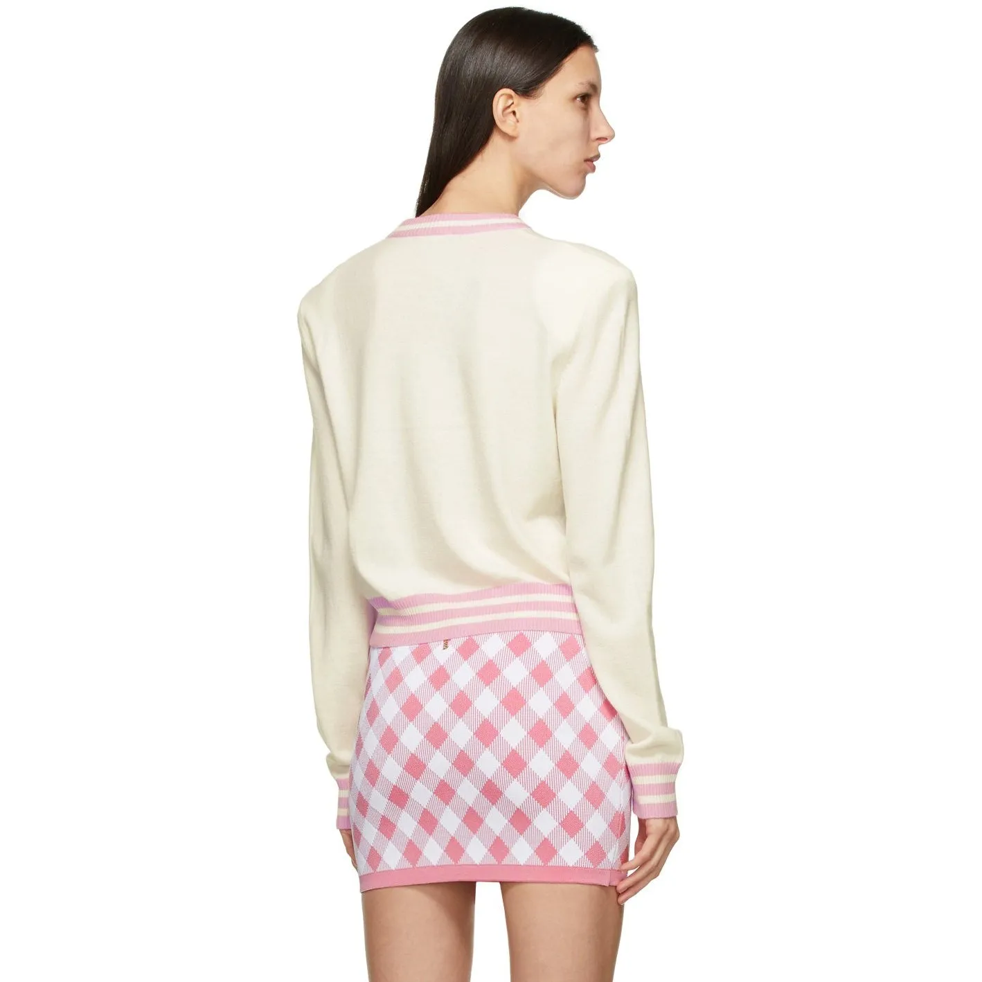 Balmain White Wool Cropped Sweater