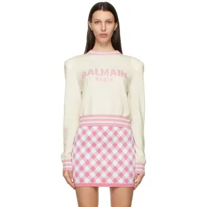 Balmain White Wool Cropped Sweater