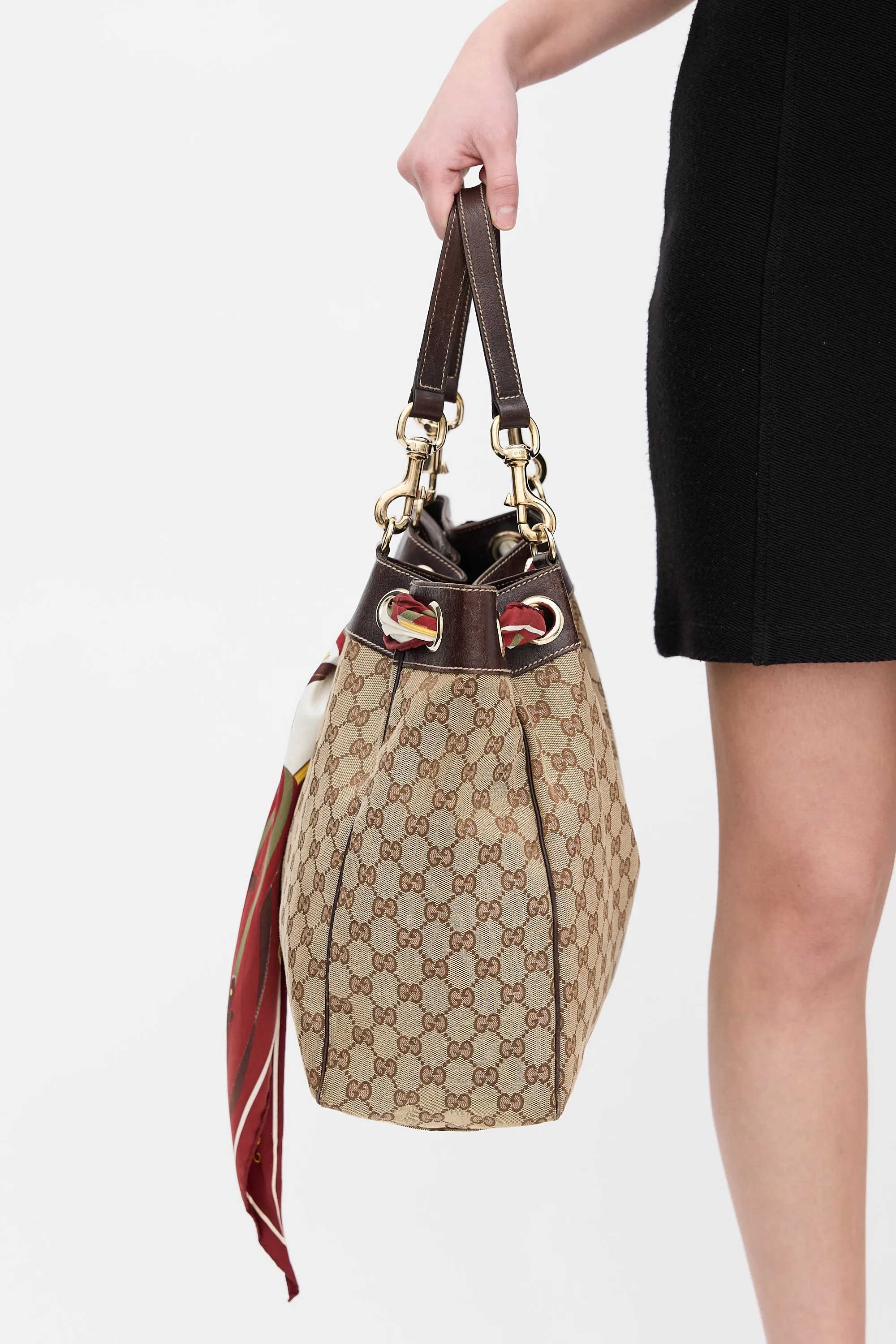 Beige & Multi GG Canvas Positano Scarf Tote