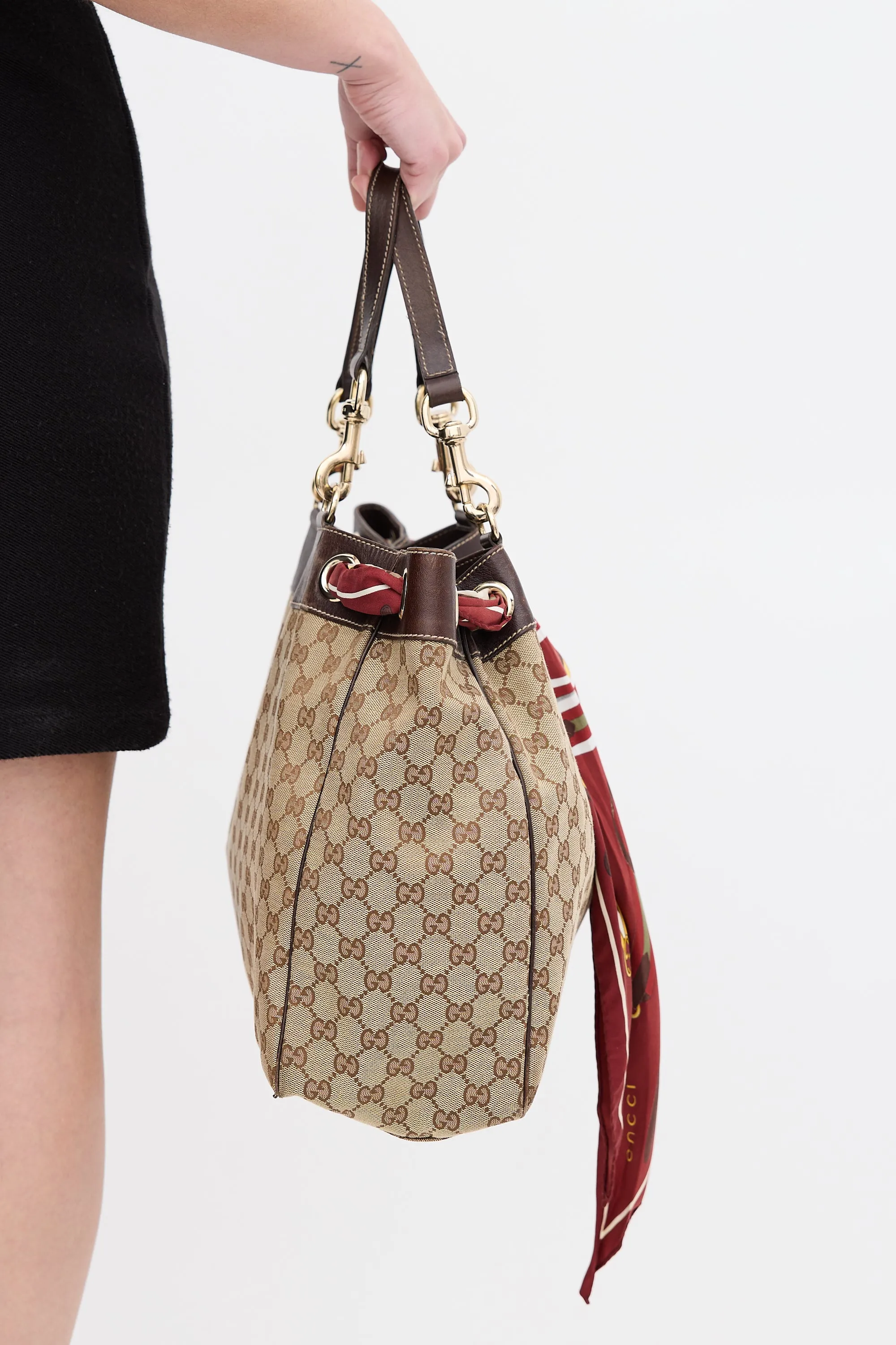 Beige & Multi GG Canvas Positano Scarf Tote