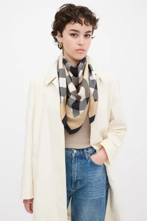Beige & Multicolour Silk Nova Check Scarf