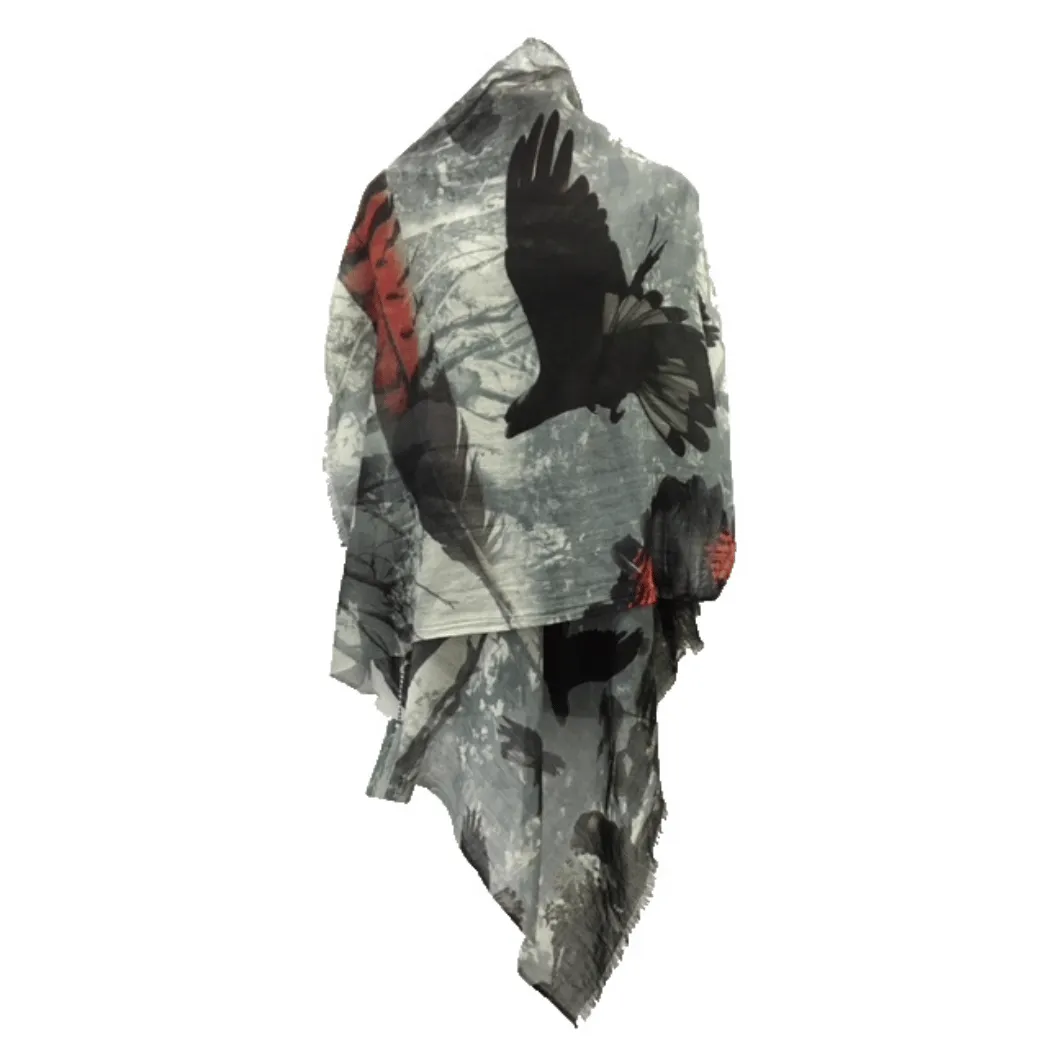Birds of a Feather Wrap and Scarf in a wool and silk blend