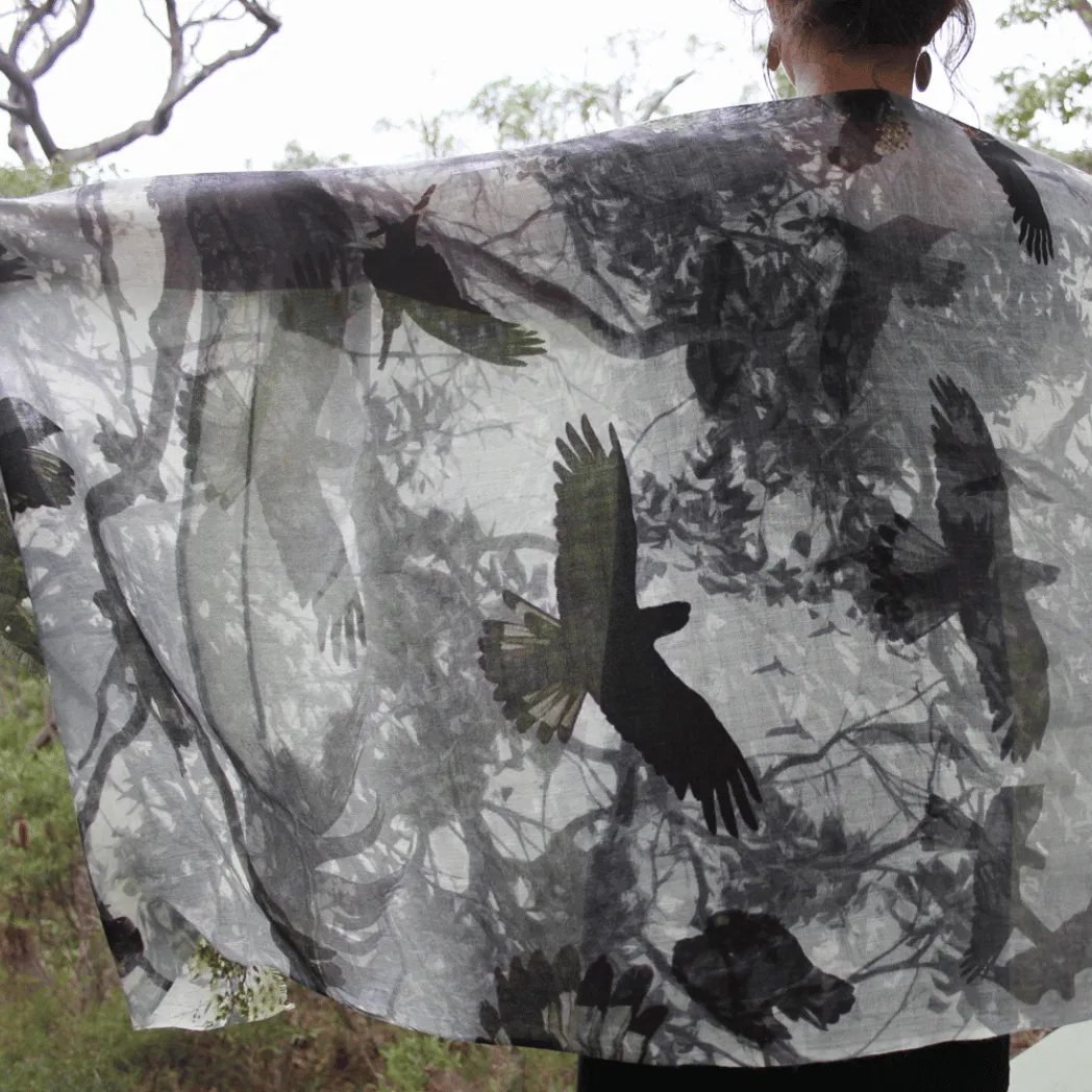 Birds of a Feather Wrap and Scarf in a wool and silk blend