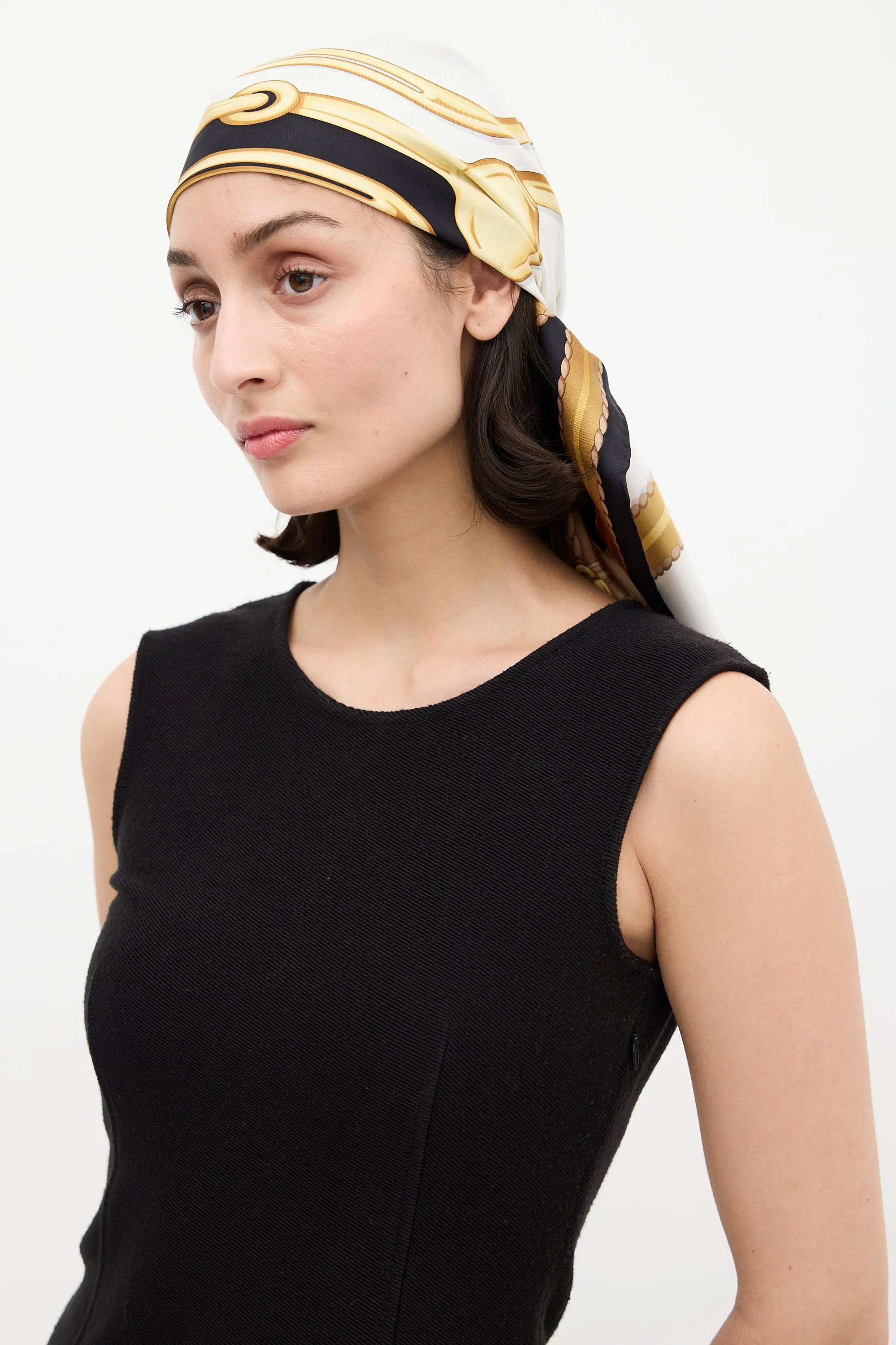 Black & Multi Silk Hardware Printed Scarf