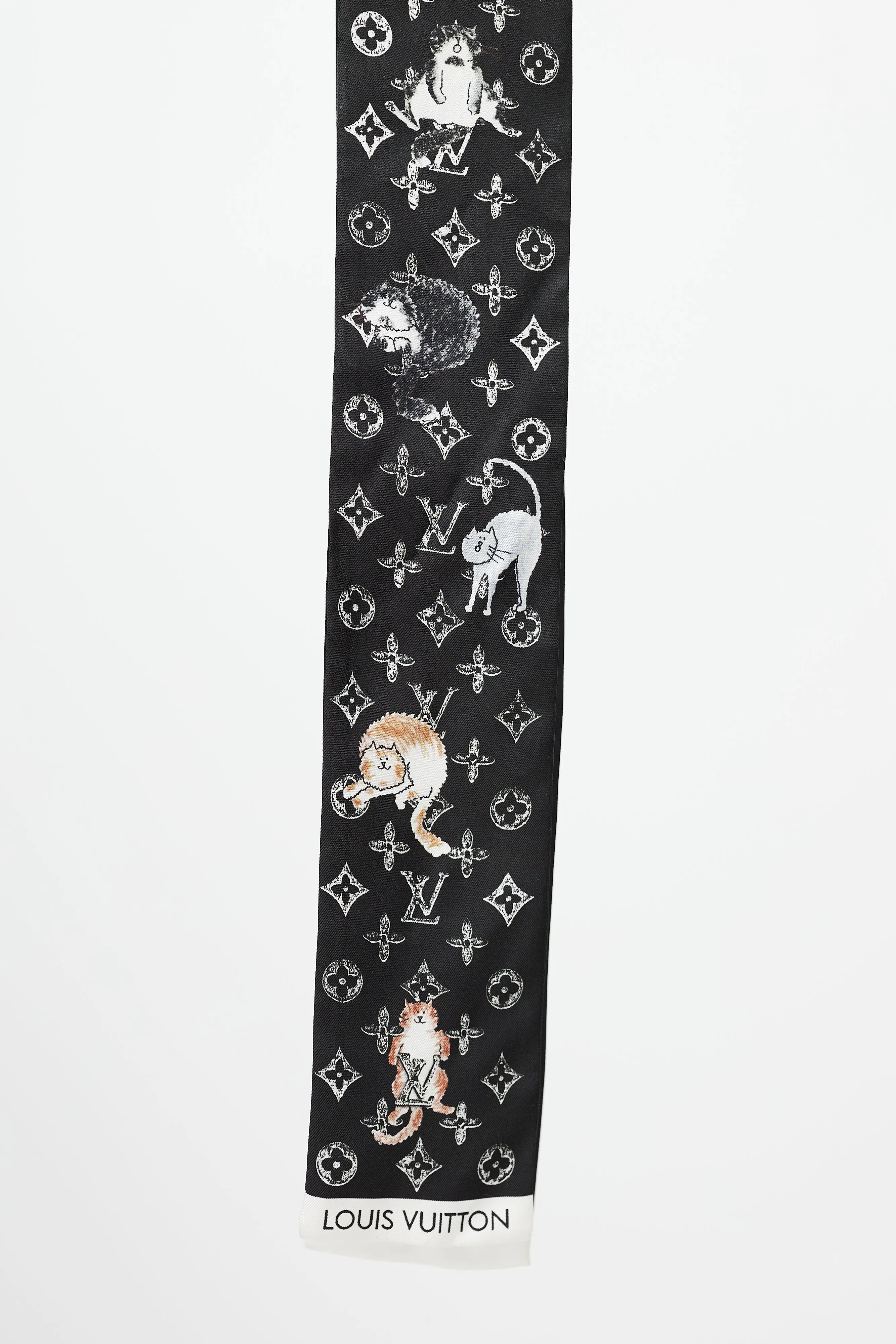 Black & Multicolour Monogram Printed Neck Scarf