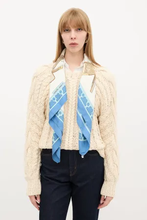 Blue & Multi Silk Carré 90 Diane Scarf