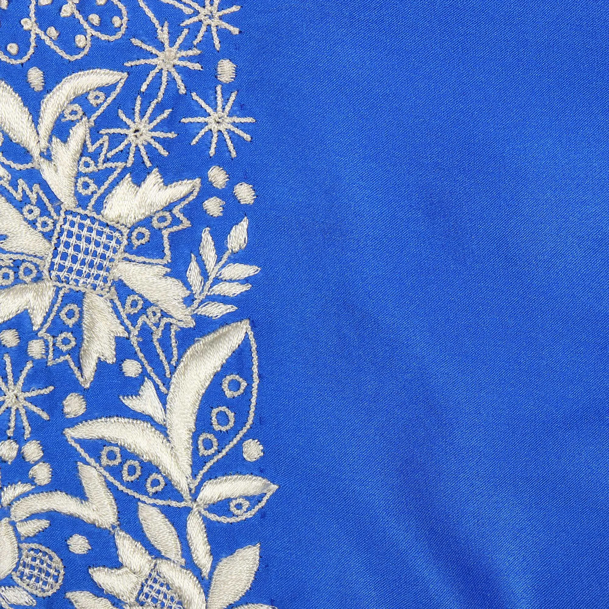 Blue White Garden Parsi Border Stole