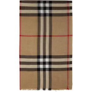 Burberry Beige Gauze Giant Check Scarf