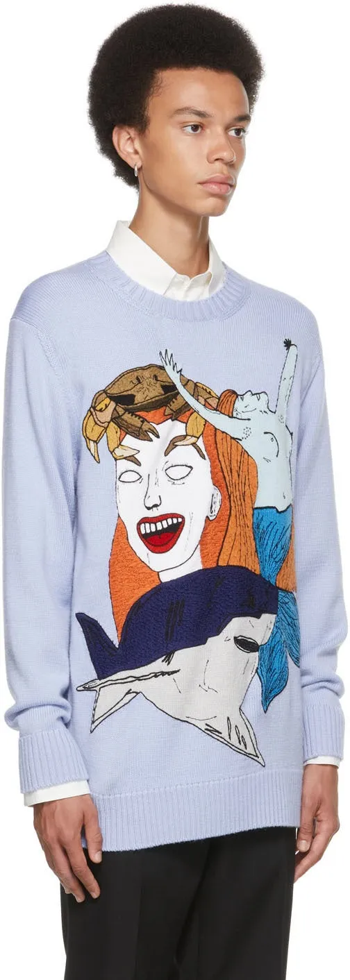 Burberry Blue Marine Sketch Sweater
