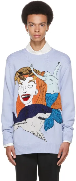 Burberry Blue Marine Sketch Sweater
