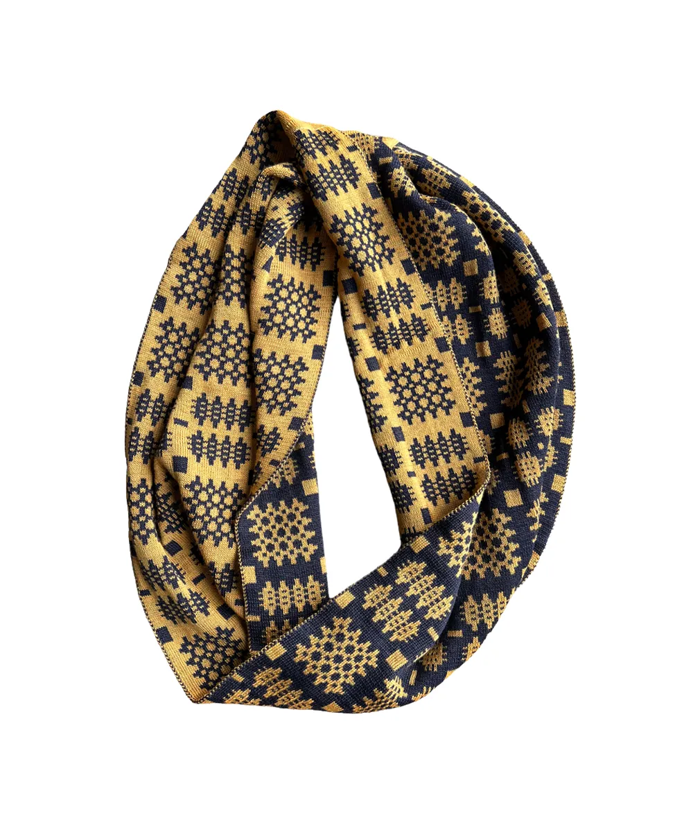 Carthen Mawr Loop Scarf - Gold / Ink