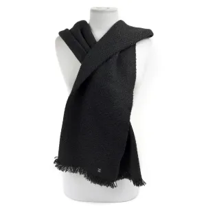 Chanel Black Wool Blend Scarf w/ CC Detail