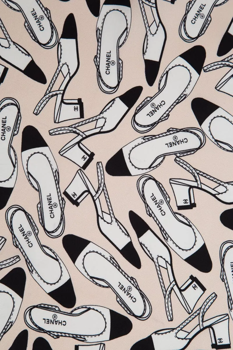 Chanel Blush Silk Shoe Printed Scarf