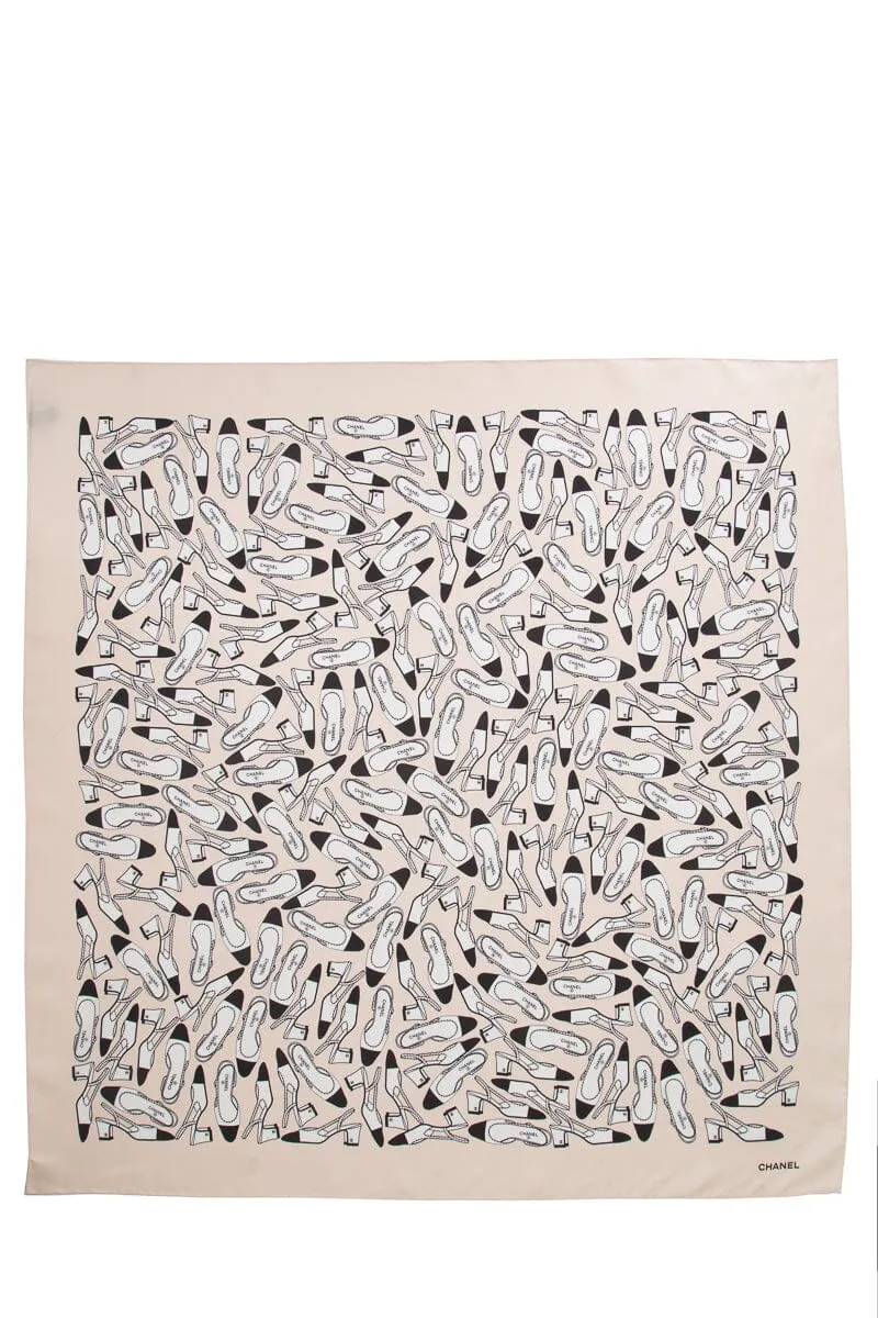Chanel Blush Silk Shoe Printed Scarf