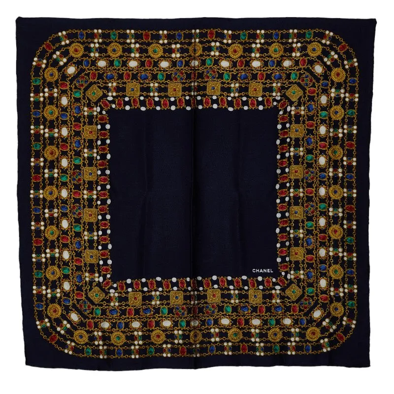Chanel Chain Color Stone Silk Scarf  Canvas Scarf in Good condition