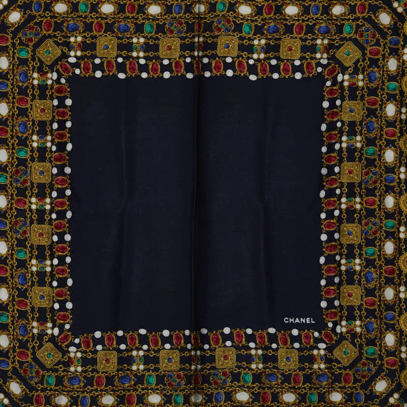 Chanel Chain Color Stone Silk Scarf  Canvas Scarf in Good condition
