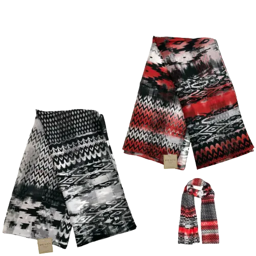 DENTS Monotone Aztec Print Scarf Ladies Womens MADE IN ITALY Unlined Fine