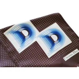 Dior Blue Brown White Trotter Print Logo Silk Scarf