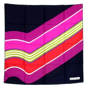 Dior Navy Pink Red Violet Print Christian Dior Silk Scarf