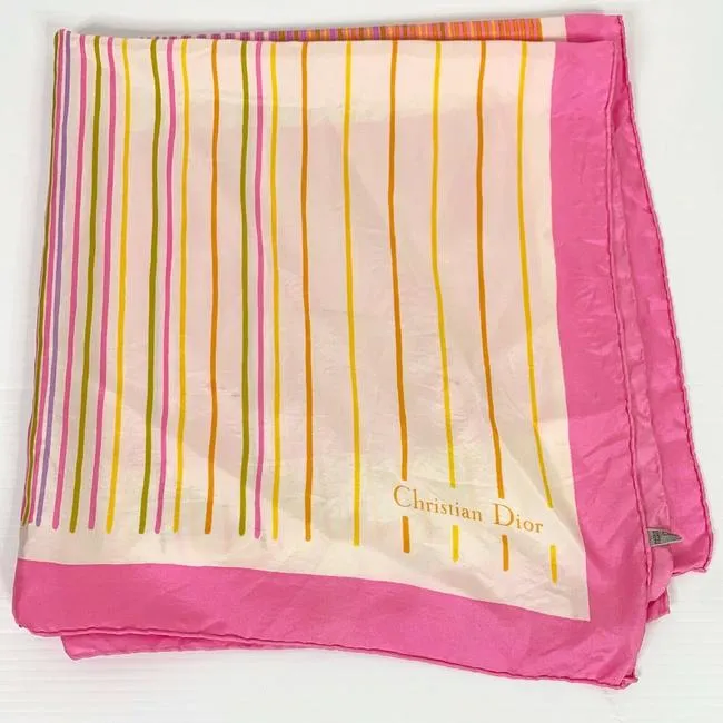 Dior Pink Yellow Orange Purple Abstract Print Scarf