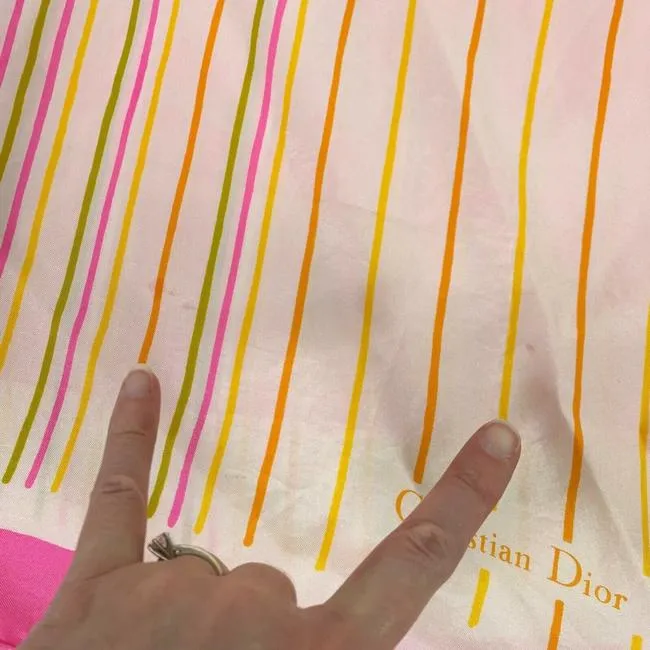 Dior Pink Yellow Orange Purple Abstract Print Scarf