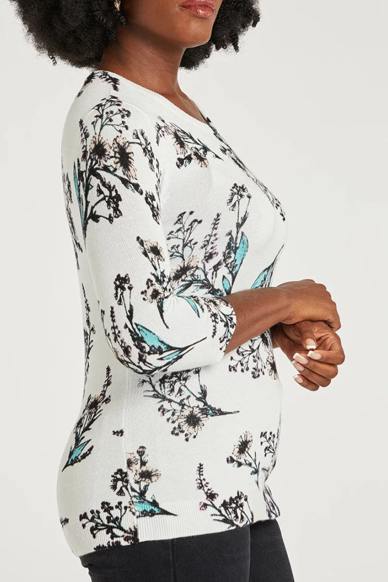 Ex Bonmarche Floral Fine Knit Top