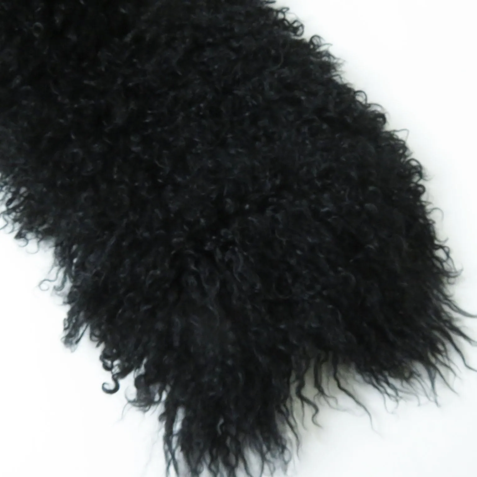 Fendi Lamb Fur Leather Long Scarf Black