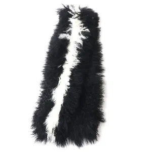 Fendi Lamb Fur Leather Long Scarf Black