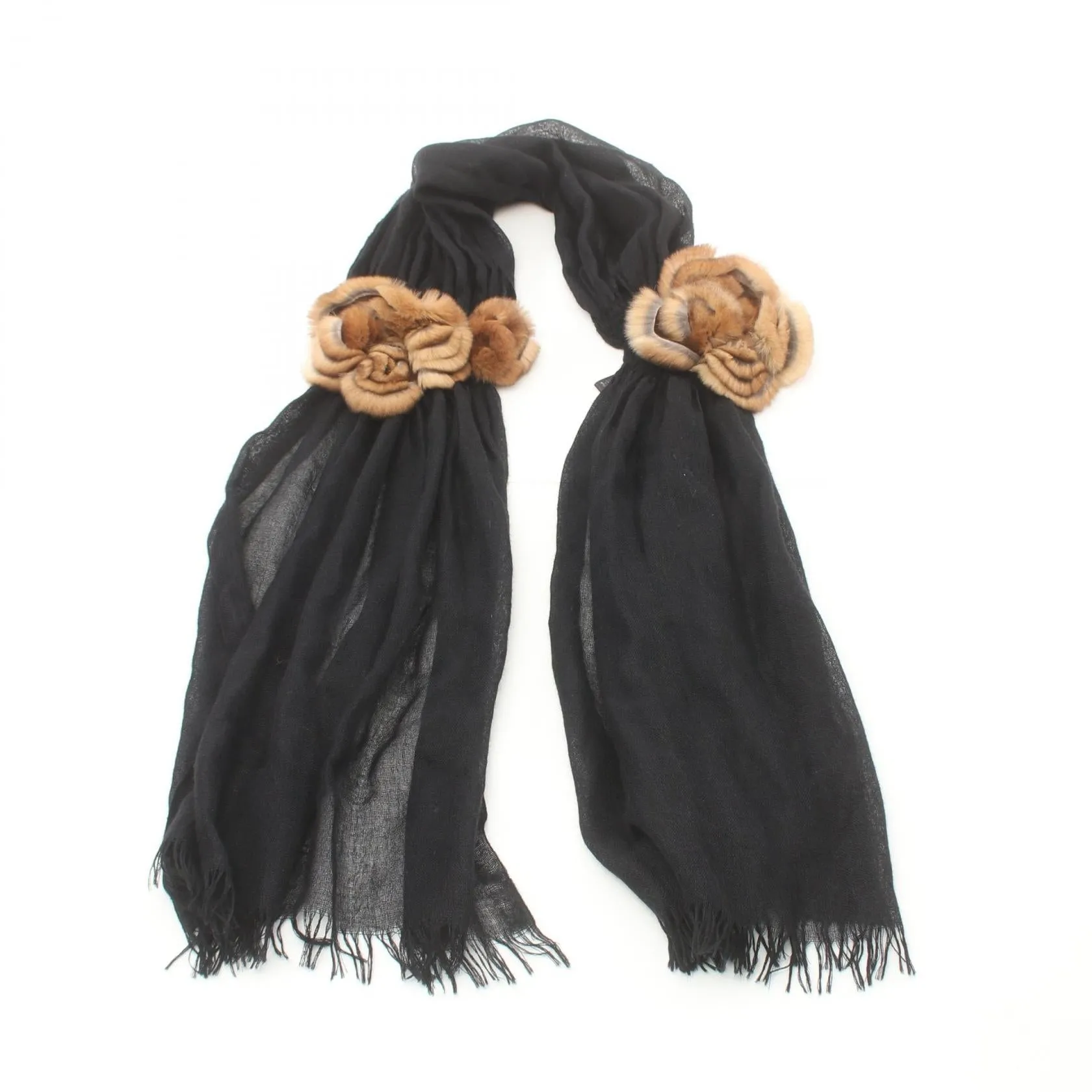 Fendi Silk Cashmere Mink Stole Scarf