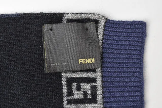 Fendi Wool Blend Scarf FF Zucca Pattern