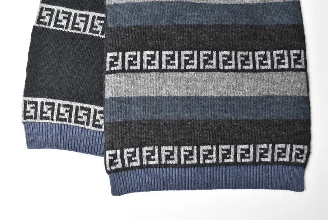 Fendi Wool Blend Scarf FF Zucca Pattern