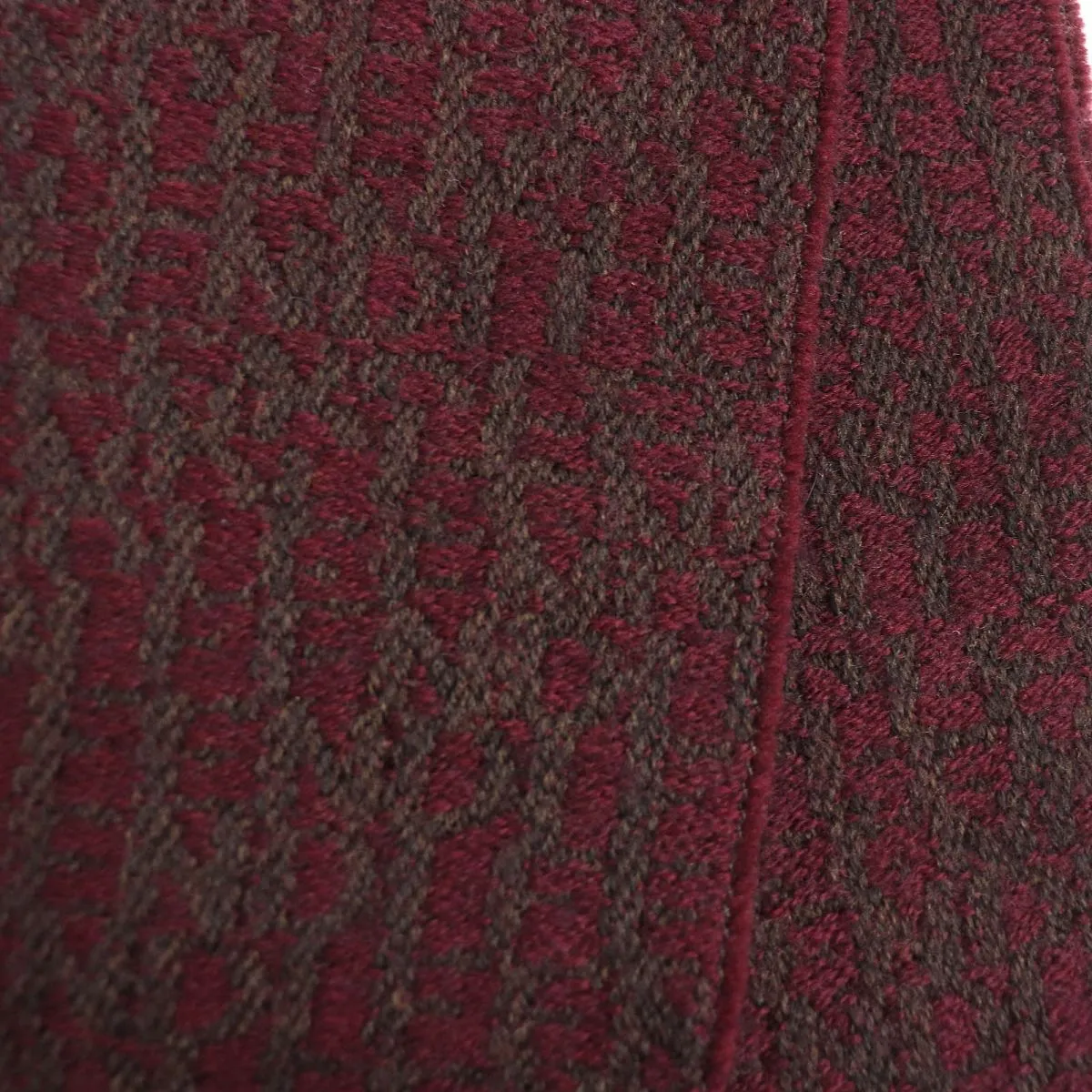 Fendi Wool Fringe Scarf Shawl Brown Bordeaux