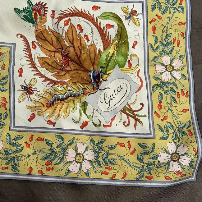 Gucci Colorful Butterfly Print Extra Large Silk Scarf