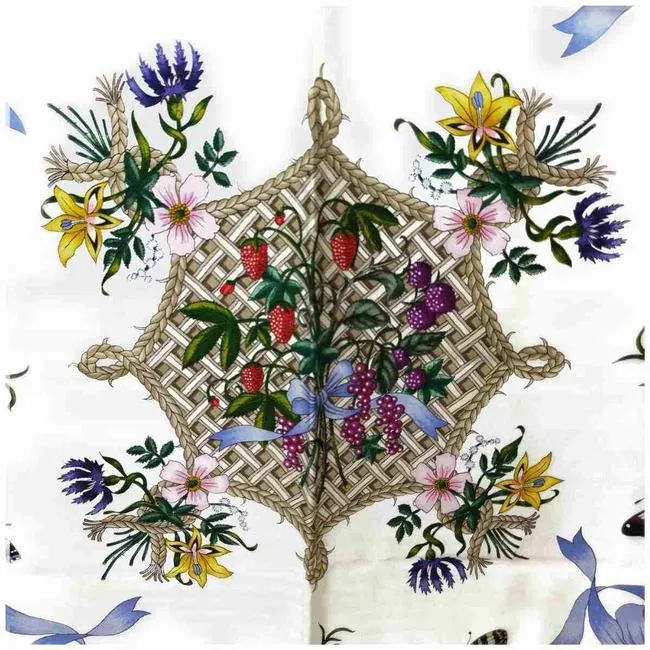 Gucci Colorful Floral Berry Print Extra Large Silk Scarf