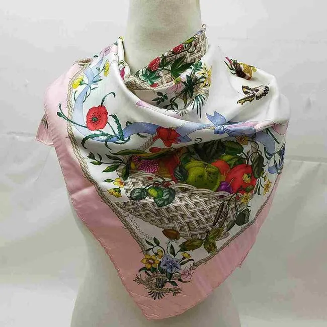 Gucci Colorful Floral Berry Print Extra Large Silk Scarf