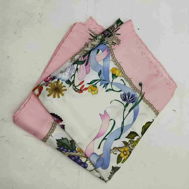 Gucci Colorful Floral Berry Print Extra Large Silk Scarf