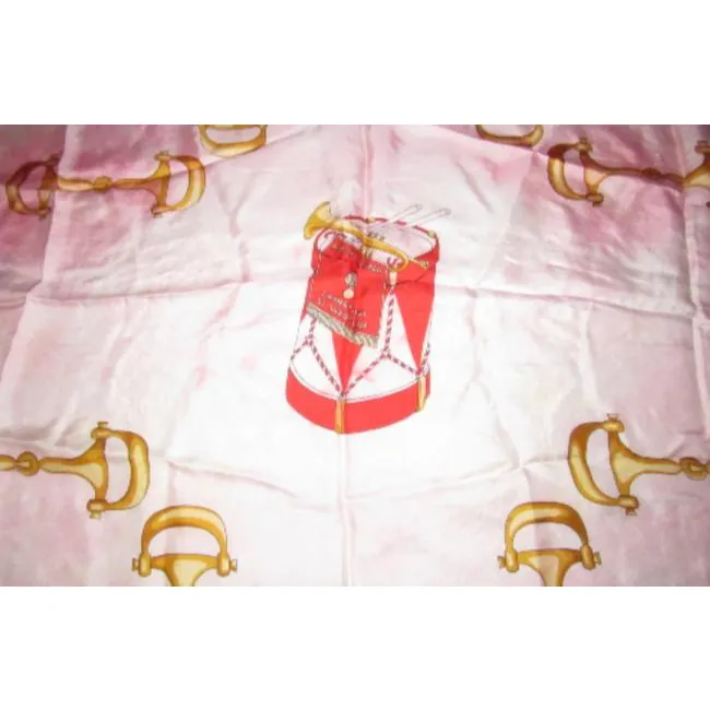 Gucci Red Black Gold White Horse-Bit Equestrian Print Silk Scarf