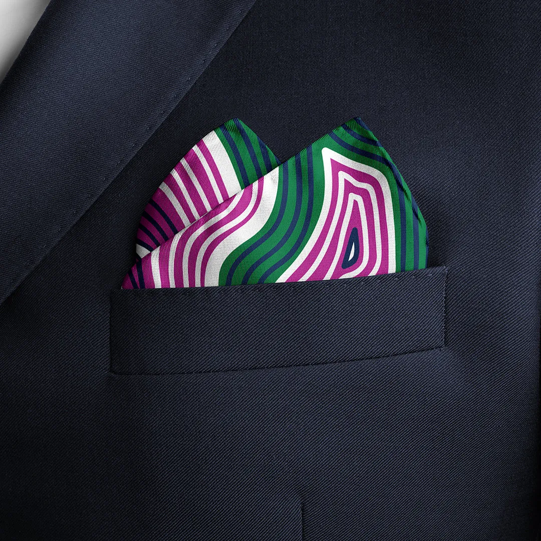 Lasdun Neckerchief / Pocket Square - Pink/Green