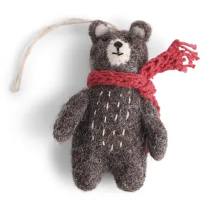 Mini Grey Bear With Scarf Christmas Ornament by Én Gry & Sif