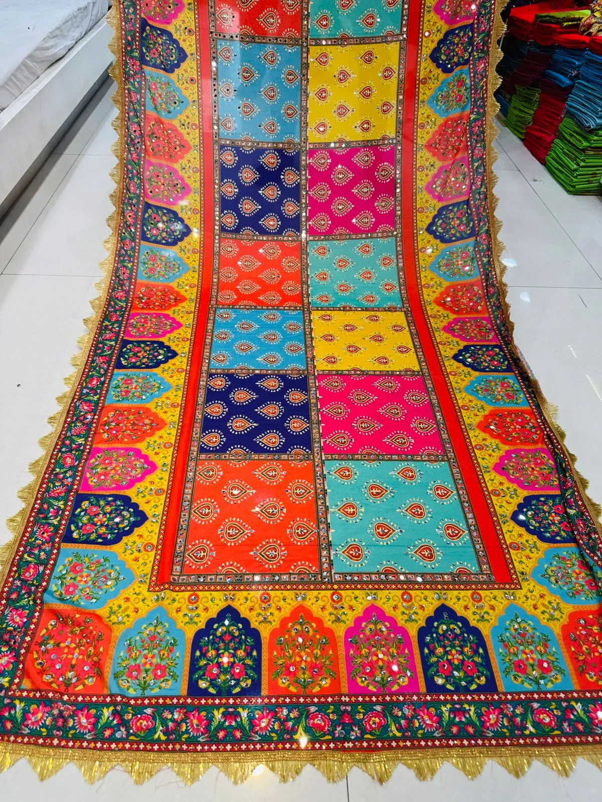 Party Wear Designer Handwork Real mirror Work Dupatta 