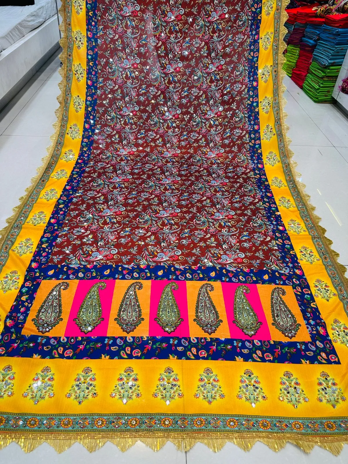Party Wear Designer Handwork Real mirror Work Dupatta 