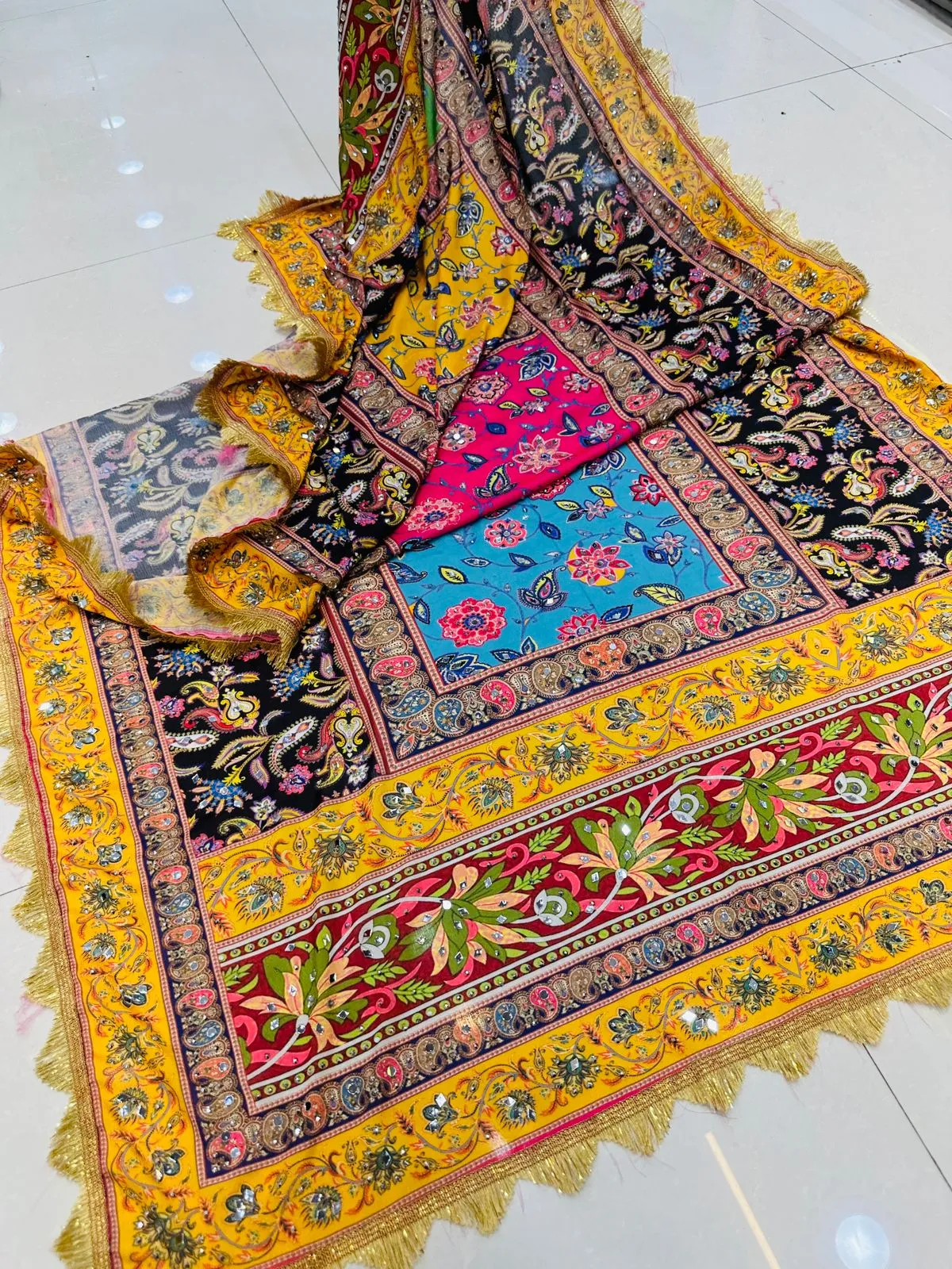 Party Wear Designer Handwork Real mirror Work Dupatta 