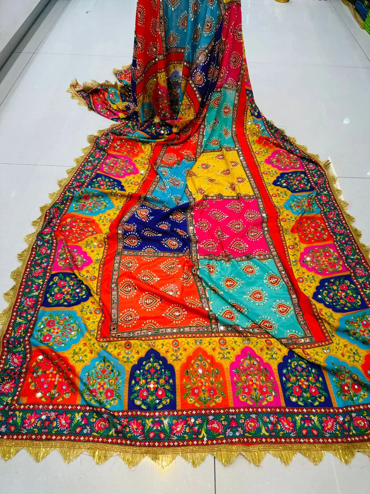 Party Wear Designer Handwork Real mirror Work Dupatta 