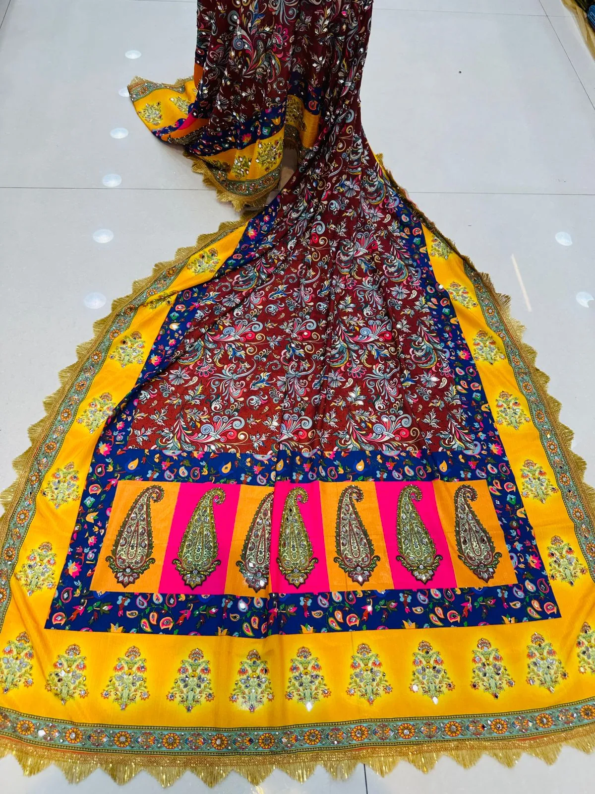 Party Wear Designer Handwork Real mirror Work Dupatta 