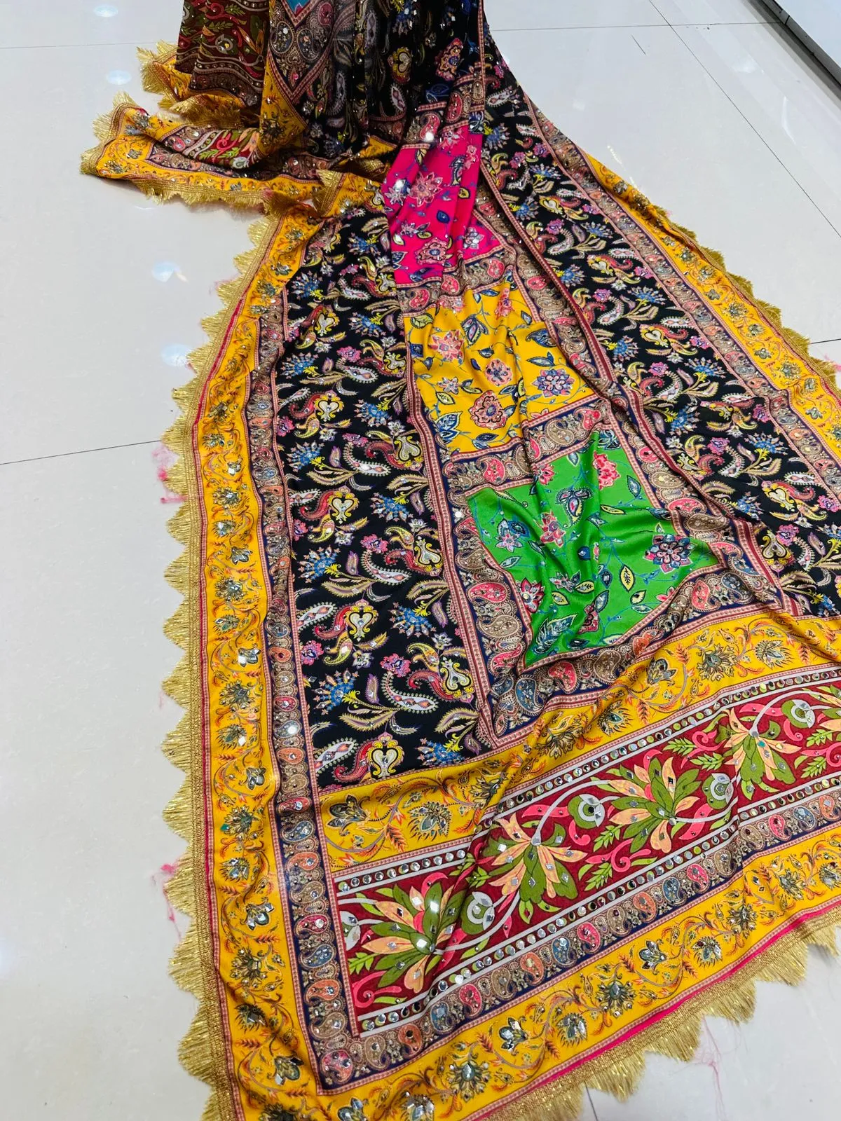 Party Wear Designer Handwork Real mirror Work Dupatta 