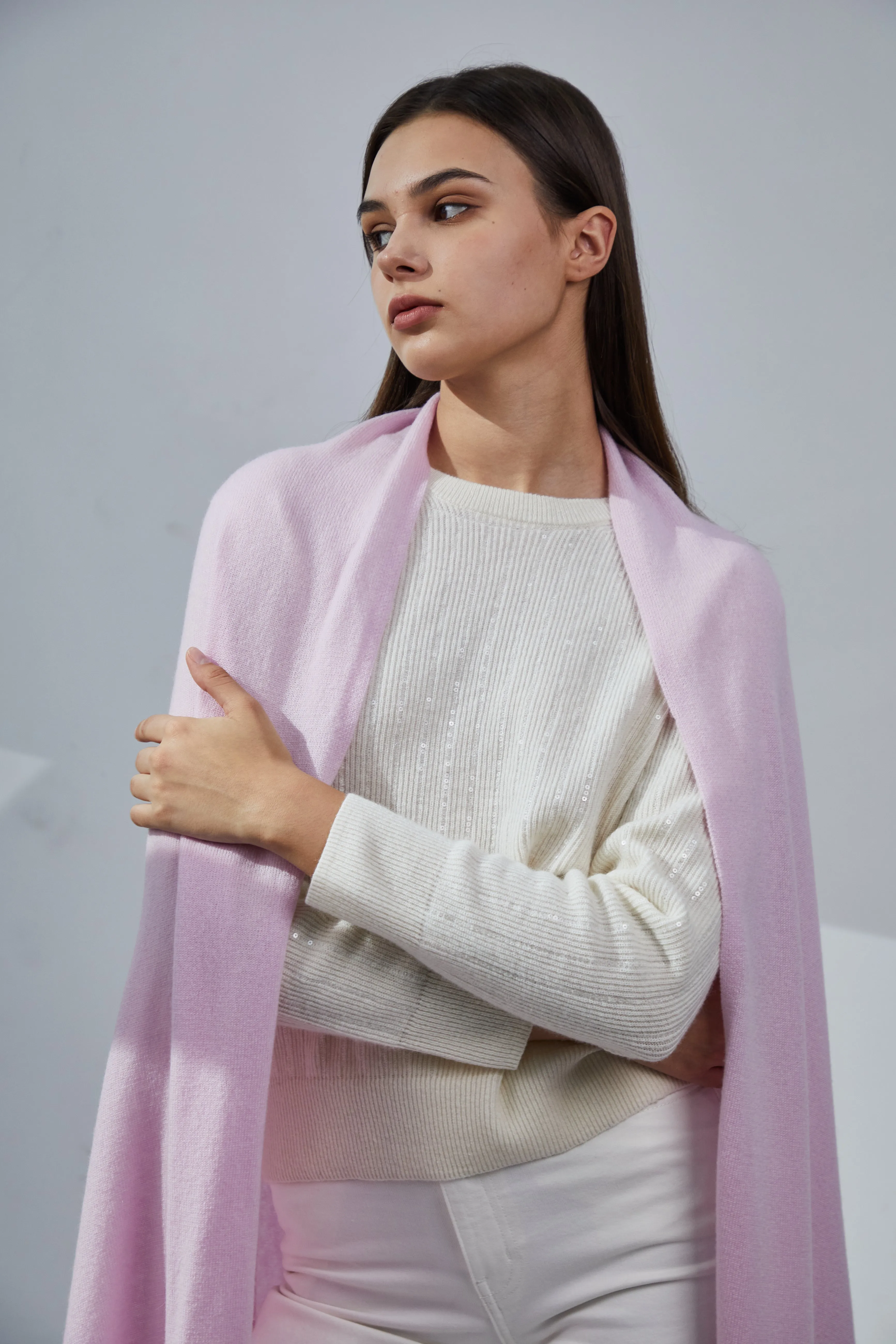 Pure Cashmere Travel Wrap - Crystal Pink